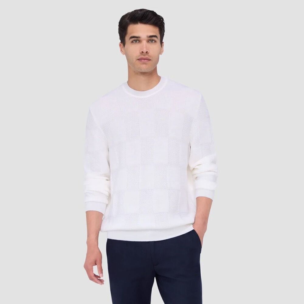 ✨Armani Exchange Checkered Grid Crewneck White Sz XL Sweater✨